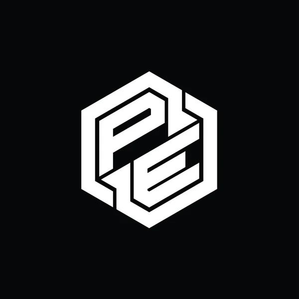 Altıgen Geometrik Şekil Tasarım Şablonlu Logo Monogram Oyunu — Stok fotoğraf