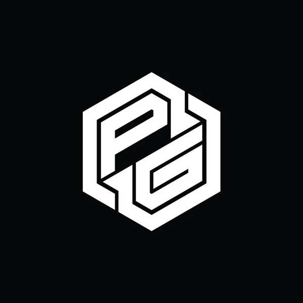 Игра Монограмме Logo Шаблоном Геометрической Формы Шестиугольника — стоковое фото