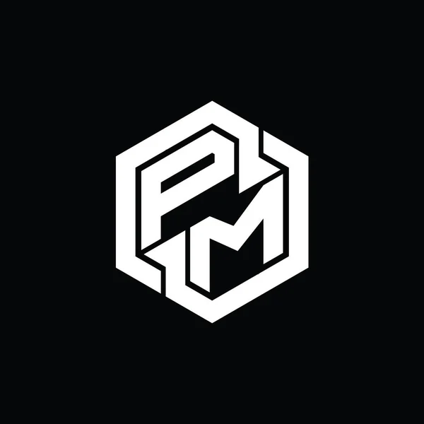 Logo Monogram Játék Hatszög Geometriai Alakú Tervezési Sablonnal — Stock Fotó