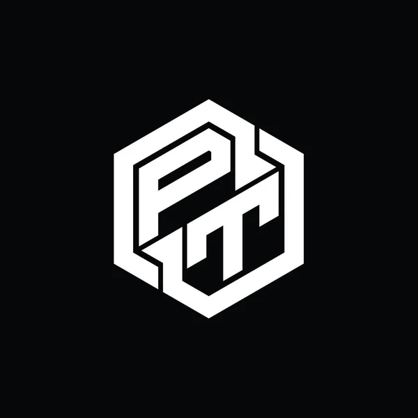 Игры Монограммы Logo Геометрическим Шаблоном Формы Шестиугольника — стоковое фото
