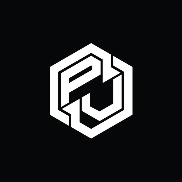 Jeu Monogramme Logo Avec Modèle Conception Forme Géométrique Hexagonale — Photo