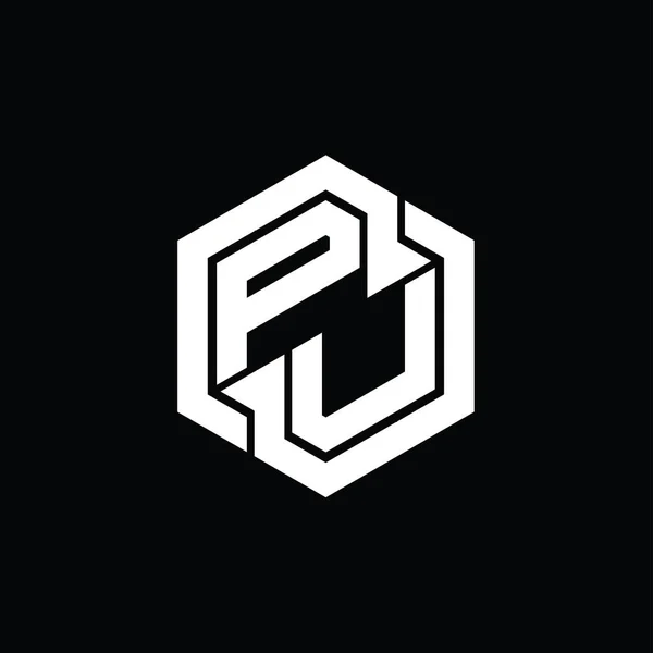 Λογότυπο Παιχνίδι Μονόγραμμα Εξάγωνο Γεωμετρικό Σχήμα Πρότυπο Σχεδιασμού — Φωτογραφία Αρχείου