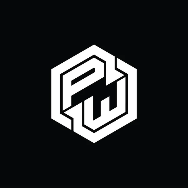 PW Logo monogram gaming with hexagon geometric shape design template
