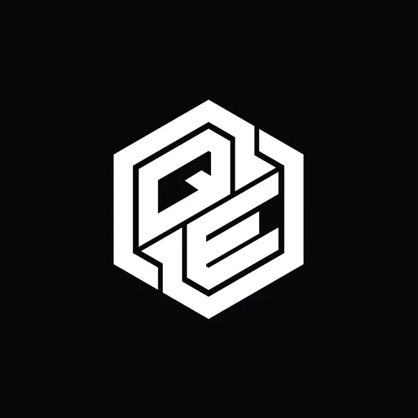 六角形の幾何学的な形状のデザインテンプレートとQeのロゴのモノグラムゲーム — ストック写真