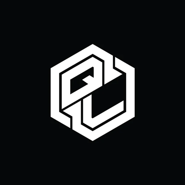 Logo Monogram 게임을 육각형의 기하학적 템플릿으로 Logo Monogram — 스톡 사진