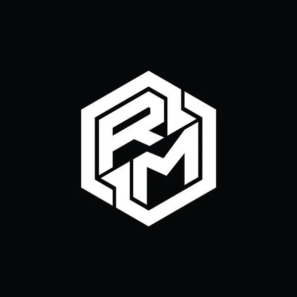RM Logo monogram gaming with hexagon geometric shape design template