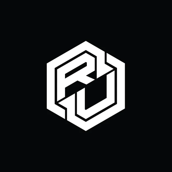 RU Logo monogram gaming with hexagon geometric shape design template