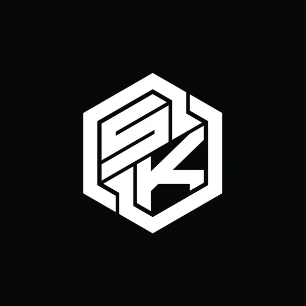 SK Logo monogram gaming with hexagon geometric shape design template