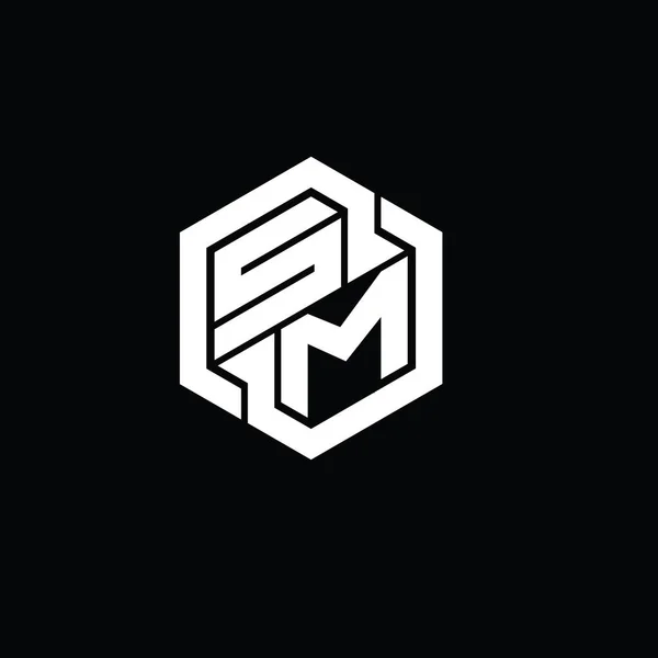 SM Logo monogram gaming with hexagon geometric shape design template
