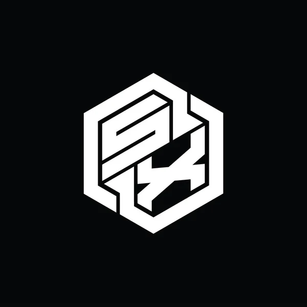 Logo Monogram Spilling Med Sekskantens Geometriske Formmodell – stockfoto
