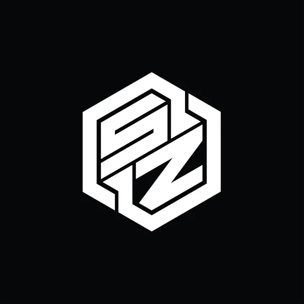 Logo Monogram Játék Hatszög Geometriai Forma Design Sablonnal — Stock Fotó