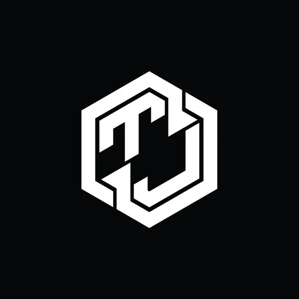TJ Logo monogram gaming with hexagon geometric shape design template