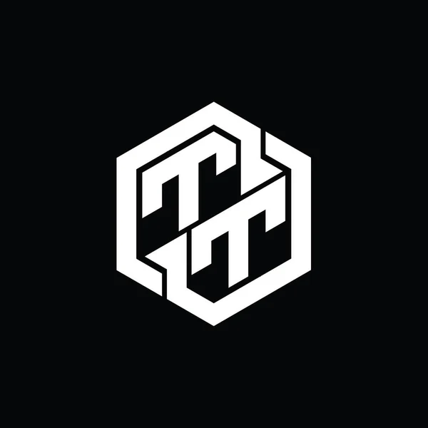 Logo Monogram 육각형 기하학적 템플릿 — 스톡 사진