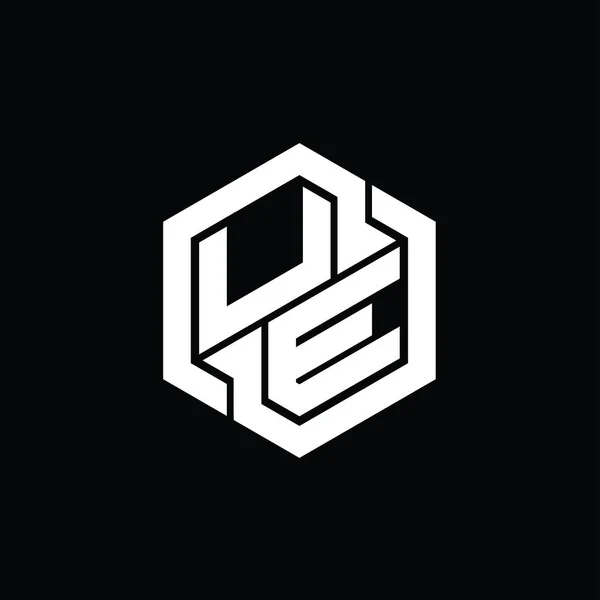 六角形の幾何学的な形状のデザインテンプレートとUeのロゴのモノグラムゲーム — ストック写真