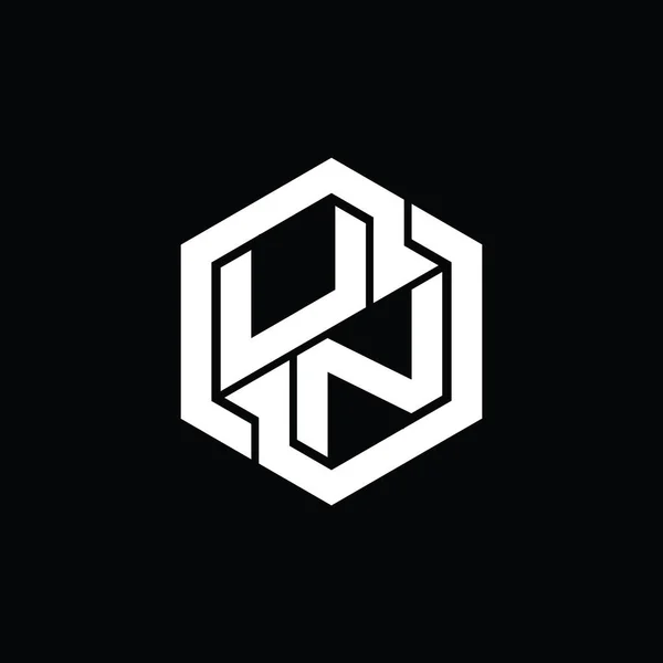 Altıgen Geometrik Şekil Tasarım Şablonlu Logosu Monogram Oyunu — Stok fotoğraf