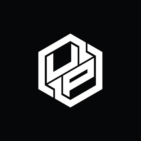 Nahoru Logo Monogram Hraní Šestiúhelník Geometrický Tvar Design Šablony — Stock fotografie