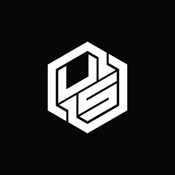 Logo Usa Monogramma Gioco Con Esagono Modello Forma Geometrica — Foto Stock