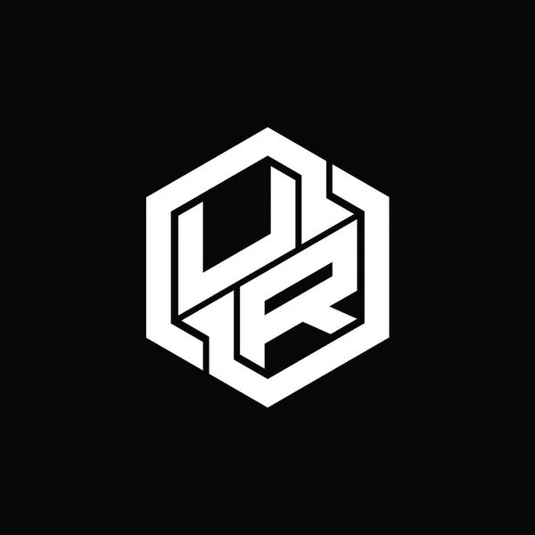 六角形の幾何学的な形状のデザインテンプレートとUrのロゴのモノグラムゲーム — ストック写真