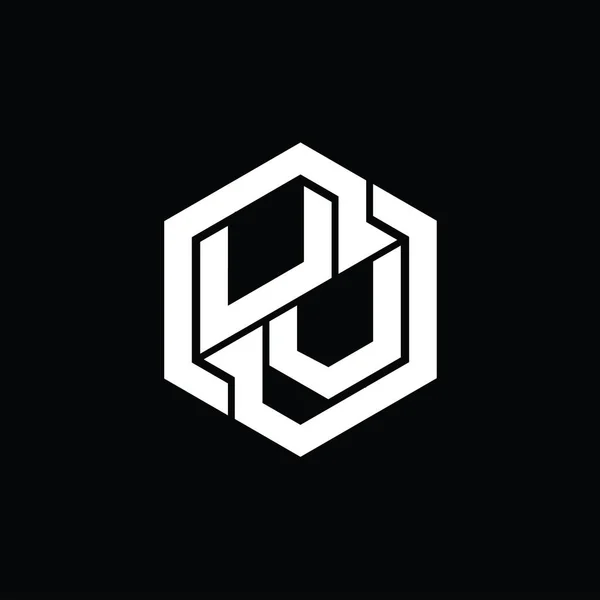 Монограма Ультрафіолетового Логотипу Шаблоном Дизайну Геометричної Форми Шестикутника — стокове фото
