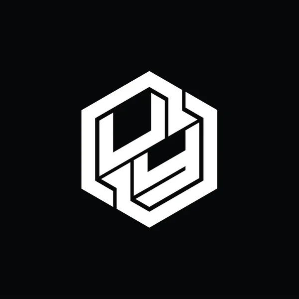 Logo Monogram 게임에서 육각형의 기하학적 모양의 템플릿을 가지고 — 스톡 사진