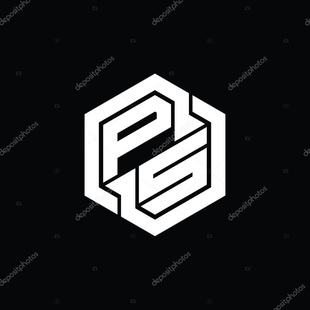PS Logo monogram gaming with hexagon geometric shape design template