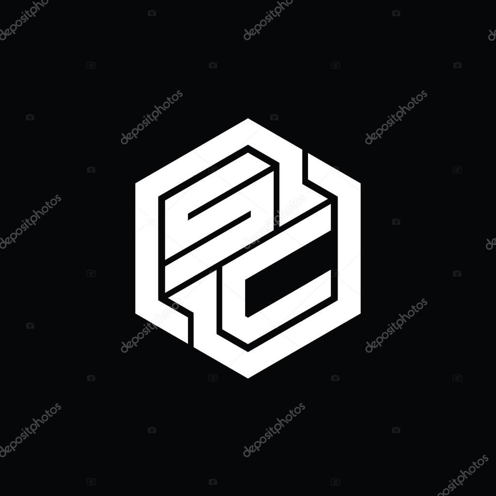 SC Logo monogram gaming with hexagon geometric shape design template