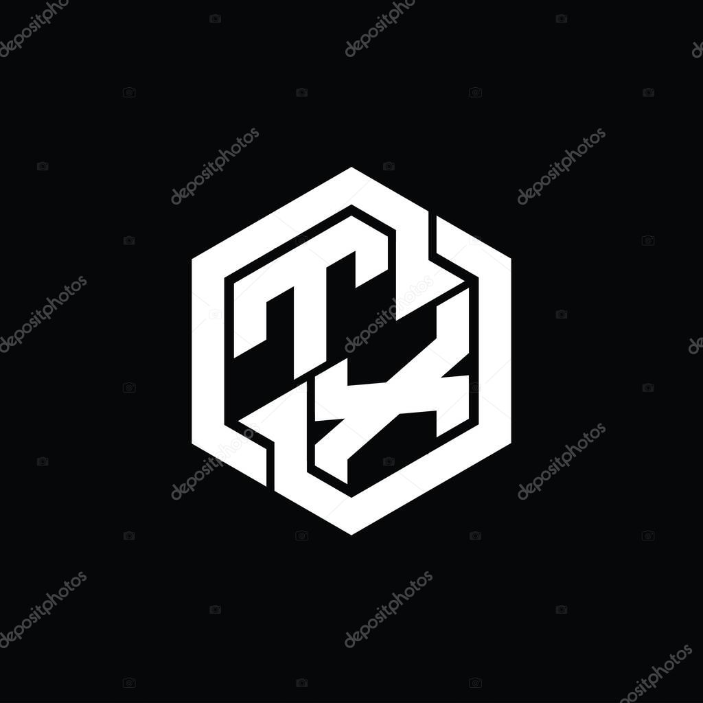 TX Logo monogram gaming with hexagon geometric shape design template
