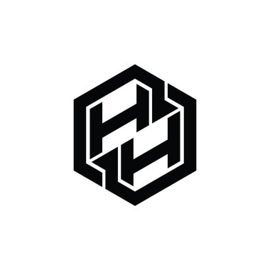 Altıgen geometrik şekil tasarım şablonu ile HH logo monogram oyunu