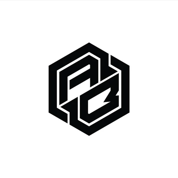 Игра Монограммой Логотипа Геометрическим Шаблоном Формы Шестиугольника — стоковое фото