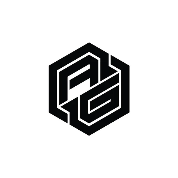 Logo Monogramm Gaming Mit Sechseckiger Geometrischer Formenvorlage — Stockfoto