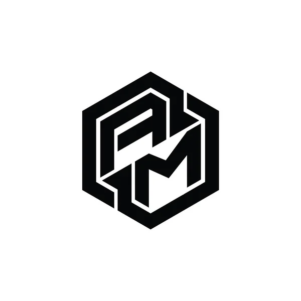 Монограмма Логотип Игры Шестиугольной Геометрической Формы Шаблон — стоковое фото