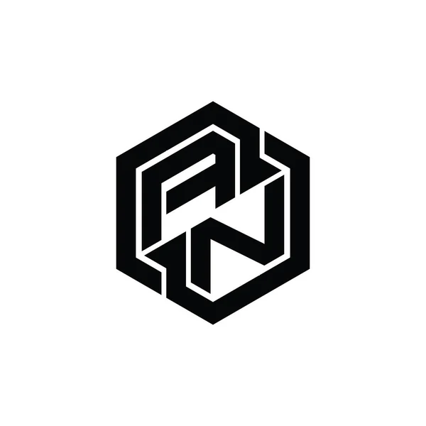 Altıgen Geometrik Şekil Tasarım Şablonlu Bir Logo Monogramı — Stok fotoğraf