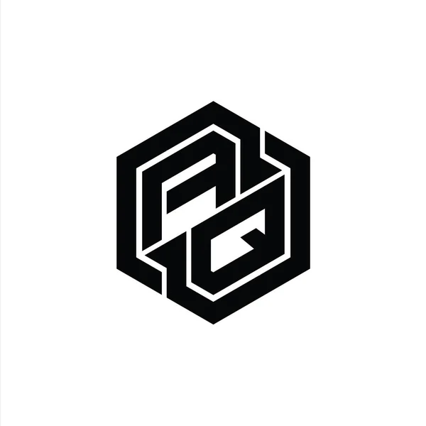 Aq六角形の幾何学的な形状のデザインテンプレートとロゴのモノグラムゲーム — ストック写真