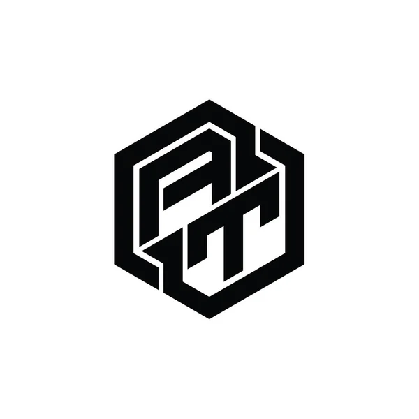 Игра Монограмму Logo Геометрическим Шаблоном Формы Шестиугольника — стоковое фото