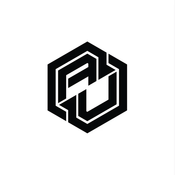 Logo Monogramm Gaming Mit Sechseckiger Geometrischer Formvorlage — Stockfoto