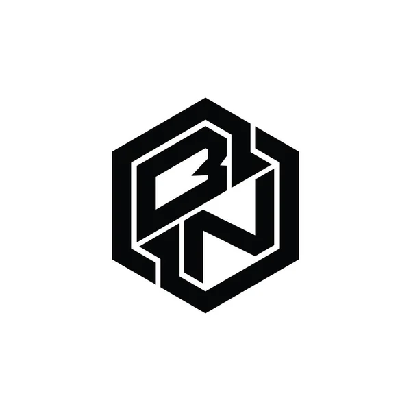 Logo Juego Monograma Con Plantilla Diseño Forma Geométrica Hexágono —  Fotos de Stock