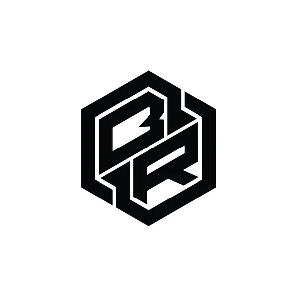 六角形の幾何学的な形状のデザインテンプレートとBrのロゴのモノグラムゲーム — ストック写真