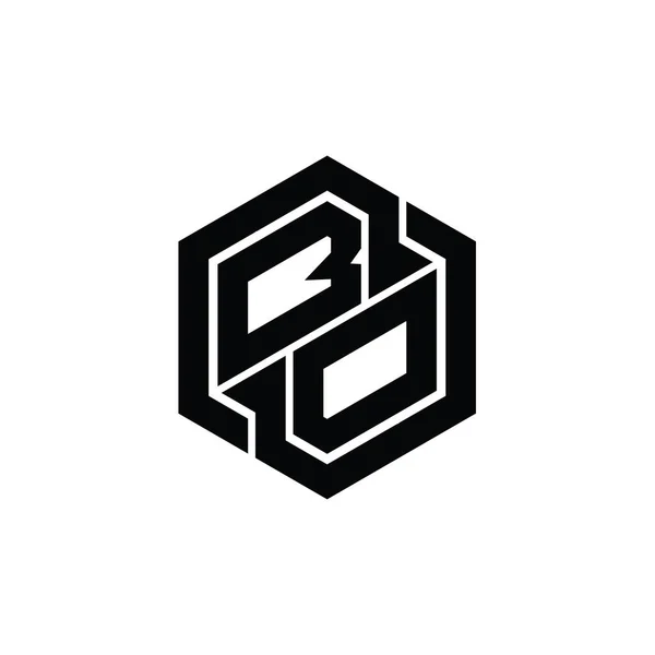 Permainan Monogram Logo Dengan Templat Desain Bentuk Geometris Heksagon — Stok Foto