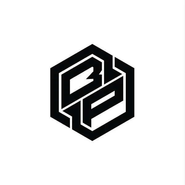 Logo Monograma Juegos Con Plantilla Diseño Forma Geométrica Hexágono — Foto de Stock