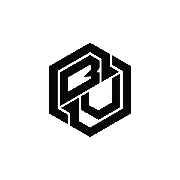 Logo Monogram Ігри Шестикутним Шаблоном Дизайну Геометричної Форми — стокове фото