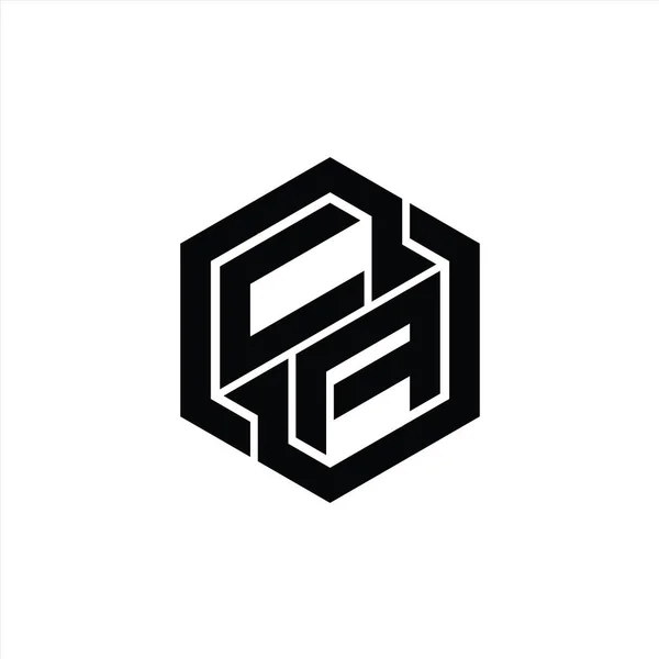 Logo Monograma Juegos Con Plantilla Diseño Forma Geométrica Hexágono —  Fotos de Stock