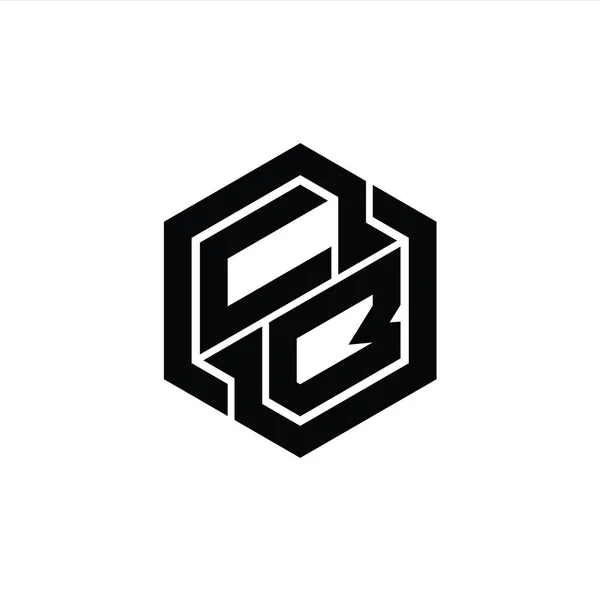 Logo Juego Monograma Con Plantilla Diseño Forma Geométrica Hexágono — Foto de Stock