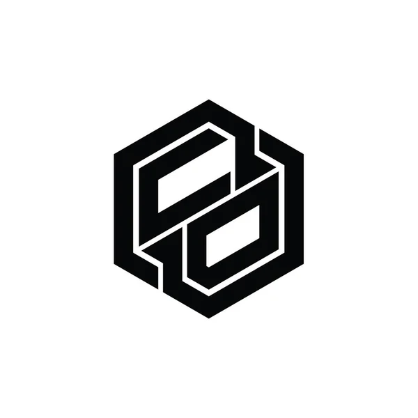 Logo Monogram Gaming Met Hexagon Geometrische Vorm Ontwerp Template — Stockfoto