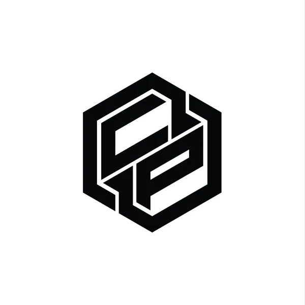 Logo Monogram Játék Hatszög Geometriai Forma Tervezési Sablon — Stock Fotó