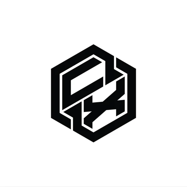CX Logo monogram gaming with hexagon geometric shape design template