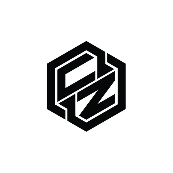 Logo Monogram Hraní Šestiúhelníkem Geometrický Tvar Designu Šablony — Stock fotografie
