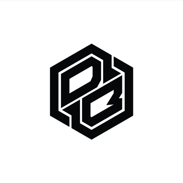 Игра Монограмму Logo Геометрическим Дизайном Шестиугольника — стоковое фото