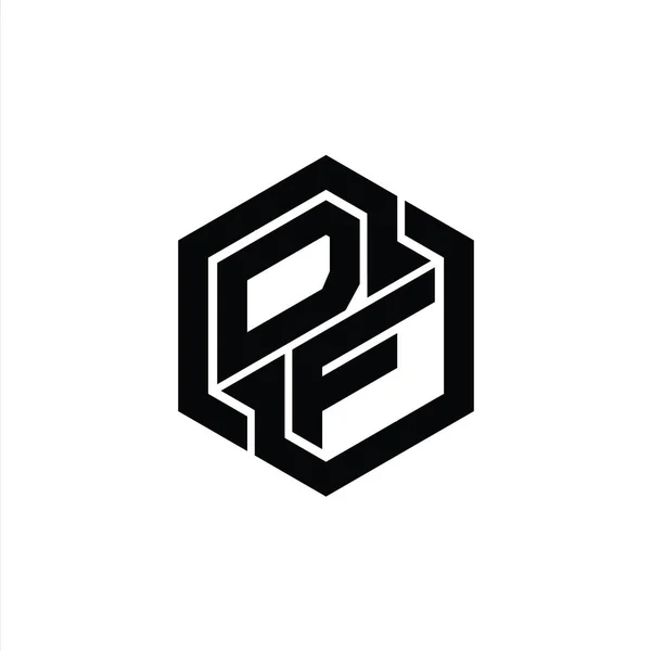 Logo Juego Monograma Con Plantilla Diseño Forma Geométrica Hexágono — Foto de Stock