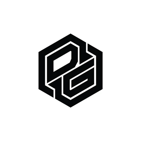 Gra Monogram Logo Sześciokątnym Geometrycznym Szablonem Kształtu — Zdjęcie stockowe
