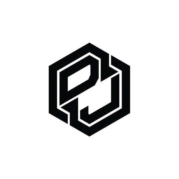 Logo Monogramă Joc Șablon Design Hexagon Formă Geometrică — Fotografie, imagine de stoc